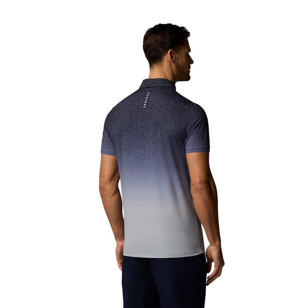 CASTORE MEN'S MAP PRINTED GOLF POLO SHIRT - NAVY/ALLOY/WHITE