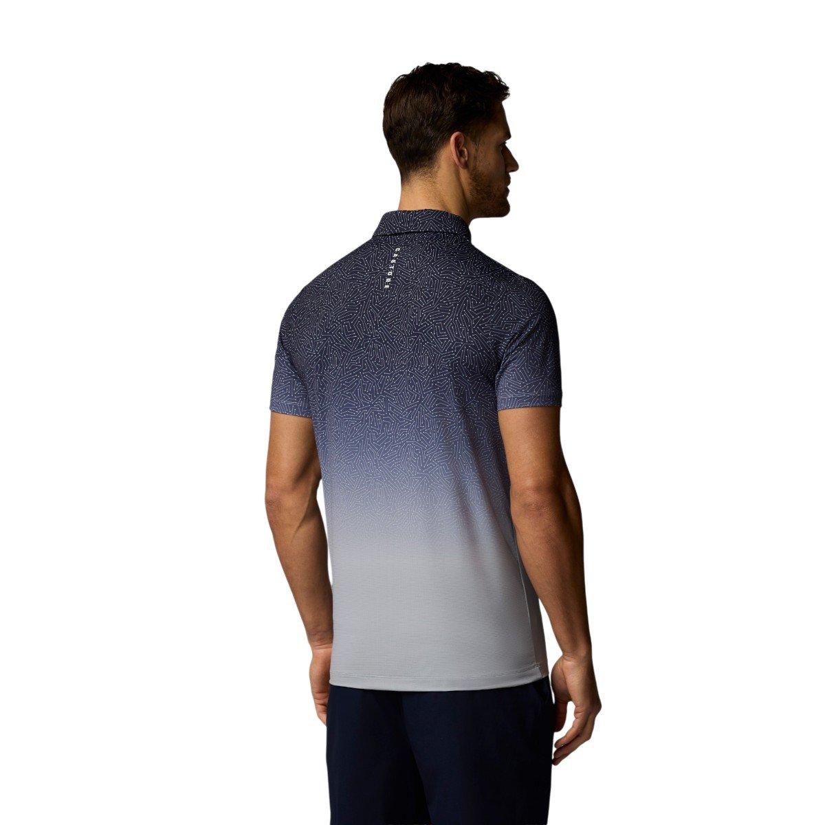 CASTORE MEN'S MAP PRINTED GOLF POLO SHIRT - NAVY/ALLOY/WHITE